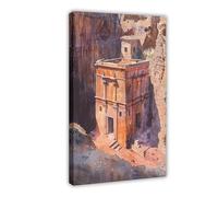 IYTAFGYT Lalibela Ethiopia Watercolor Canvas Poster Bedroom Decor Landscape Decor Gift 20x30inch(50x75cm)