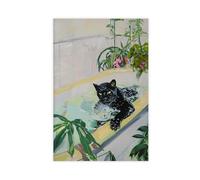 IYTAFGYT Leopard Taking A Bubble Bath Funny Canvas Poster Bedroom Decor Landscape Decor Gift 24x36inch(60x90cm)