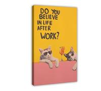 IYTAFGYT Life After Work- Cat Pop Art Quote Canvas Poster Wall Art Print Picture Paintings 08x12inch(20x30cm)