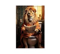 IYTAFGYT Lion on Toilet, AI Generated Canvas Poster Wall Art Print Picture Paintings 24x36inch(60x90cm)