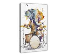 IYTAFGYT Little Drummer Boy - Elephant on The Drums Canvas Poster Bedroom Decor Landscape Decor Gift 20x30inch(50x75cm)