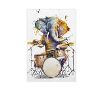 IYTAFGYT Little Drummer Boy - Elephant on The Drums Canvas Poster Bedroom Decor Landscape Decor Gift 20x30inch(50x75cm)