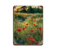 IYTAFGYT Meadow with Red Poppies at Dusk, Retro Poster Metal Tin Sign Chic Art Retro Iron Painting Bar People Cave Cafe Family Garage Poster Wall Decoration 12x16inch(30x40cm)