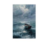 IYTAFGYT Stormy Sea Boat Poster Canvas Poster Wall Art Print Picture Paintings 16x24inch(40x60cm)