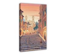 IYTAFGYT The Spanish Steps Rome Italy Landmark Print Canvas Poster Bedroom Decor Landscape Decor Gift 08x12inch(20x30cm)