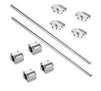 iYueMps 2 Pack 3D Printer Guide Rail Sets, 2pcs 8mm x 600mm Linear Rail Shaft Optical Axis, 4 Pcs SK8 Aluminum Rail Horizontal Bracket, 4Pcs SCS8UU Linear Bearings Ball Bearing Slide