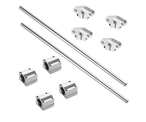 iYueMps 2 Pack 3D Printer Guide Rail Sets, 2pcs 8mm x 600mm Linear Rail Shaft Optical Axis, 4 Pcs SK8 Aluminum Rail Horizontal Bracket, 4Pcs SCS8UU Linear Bearings Ball Bearing Slide