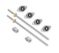 iYueMps 2 Sets 400mm 8mm T8 Lead Screw Set,Stainless Steel Threaded Lead Screw Rod Nut Coupling Horizontal Bearing Mount Set for 3D Printer