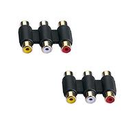 iYueMps 2pcs 3RCA Coupler 3RCA Female to Female Adapter Extension AV Audio Video Cable Connector