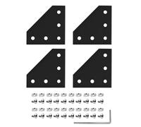 iYueMps 4pcs L Shaped Corner Bracket Plate with 20pcs M5x8mm Screws 20pcs M5 T Nuts 1pcs Wrench for 2020 Aluminum Profile 3D Printer Frame-Black