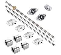 iYueMps 500mm 8mm 3D Printer Guide Rail Kits,Include 500mm T8 Lead Screw with Nut,L500mm Linear Motion Rod with Holder, Pillow Block Bearing, SCS8UU Linear Bearing,Shaft Coupling