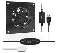 iYueMps 80mm USB Fan Digital Display Temperature Control Silent Fan System with Metal Plate Aluminum Frame 5V for AV Cabinet TV Cabinet Home Theater