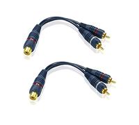 iYueMps RCA Splitter Cable 15cm RCA 1 Female to 2 Male Extension Audio Cable Gold Plated AV Audio Cord Y Adapter for Speaker Subwoofer AMP Home Theater(2pcs)