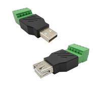 iYueMps USB 2.0 Screw Terminal Block Adapter,1Set USB Terminal Adapter,USB 2.0 Type A Male/Female to 5pin Screw Terminal Connector for Charging and Data Transfer (Female+Male)