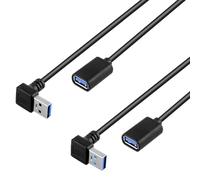 iYueMps USB 3.0 Extension Cable, 2pack 30cm USB 3.0 Male to Female 90 Degree Up and Down Angle Conversion Cable 5Gbps Data Transfer Rate (Up + Down)