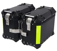 IYUESQ 38L Motorcycle Side Box Tail Box Side Case Motorcycle Luggage, Aluminum Saddlebag Box Waterproof Tour Storage Carrier Case Trunk with Security Lock,A,Black