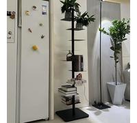 IYUESQ 9-Tier Metal Spine Bookshelf Adjustable Vertical Spine Book Tower Floor Vertical Spine Book Tower Ideal Book Display for Home or Office,Black