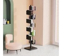 IYUESQ 9-Tier Metal Spine Bookshelf Tower, Tree Shaped Bookshelf, Vertical Spine Book Tower, Corner Bookshelf for Small Space, Storage Display Shelf Bookcase for Living Room(Black)