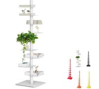 IYUESQ 9 Tier Metal Spine Bookshelf Tower Vertical Bookshelf Invisible Floor Standing Bookcase Narrow Book Shelf Home Storage Rack For Small Spaces(White)