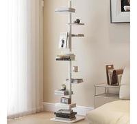 IYUESQ 9-Tier Spine Bookshelf, Metal Bookcase, Vertical Spine Book Tower, Tall Narrow Ladder Book Shelf, Corner Shelf for Small Space, Multipurpose Storage Rack