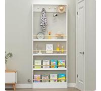 IYUESQ Bookshelf behind the door, behind the door bookshelf,Behind Door Storage Cabinet 4 Tiered Wooden Shelf For Books,Floor Mount Tall Thin 10cm Bookshelf Modern Vertical Open Shelf Boo