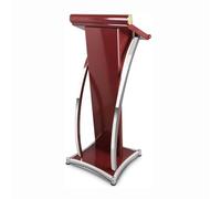 IYUESQ Curved Metal Lectern, Floor Standing Speaking Podium, Stand Up Church Pulpit, Stainless Steel Conference Podium Stand, Campus Ideal For Presentations, For Company Office Schoo(Color:Red)