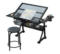 IYUESQ Height Adjustable Drafting Table for Art & Craft Ergon Design with Storage Panel Ideal Work & Study Desk Perfect for Artists and Creatives