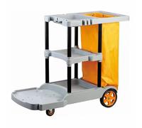 IYUESQ Hotel Cleaning Cart, Janitorial Utility Cart, Heavy-Duty Rolling Design, Housekeeping Service Cart with Wheels, 3-Tier Commercial Cleaning Trolley, for Hotels, Offices, Schools,Gre