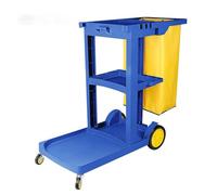 IYUESQ Housekeeping Cart with Wheels, Hotel Service Trolley, Heavy-Duty Metal Frame, 3-Shelf Janitorial Cleaning Cart, Multi-Tier Organizer for Hotels, Schools, Offices,Blue