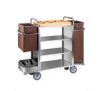 IYUESQ Housekeeping Room Service Cart Hotel Room Linen Trolley Stainless Steel Cleaning Trolley Cleaning Trolley Work Trolley Bilateral Room Mouth Trolley Trolley Clean Trolley(A)