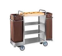 IYUESQ Housekeeping Room Service Cart Hotel Room Linen Trolley Stainless Steel Cleaning Trolley Cleaning Trolley Work Trolley Bilateral Room Mouth Trolley Trolley Clean Trolley(C)
