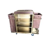 IYUESQ Housekeeping Room Service Cart Hotel Work Cloth Trolley Stainless Steel Multifunctional Cloth Bag Universal Wheel Room Service Cleaning Car Clean Trolley