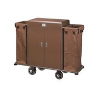 IYUESQ Housekeeping Room Service Cart Room Service Cart Cleaning Work Cart Mute Guest Room Linen Cart Cleaning Cart Triple Decker with Door Clean Trolley