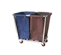 IYUESQ Housekeeping Service Trolley Kitchen Storage Hand Trucks 2 Section Laundry Sorter Cart Commercial Hotel Linen Trolley Laundry Hamper with Removable (A)