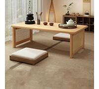 IYUESQ Japanese Floor Table Wooden Low Table Rattan Small Coffee Table Tea Table Low Coffee Table Easy to Assemble Large Size Japanese Floor Low Table for Living Room Tatami Office Tea Ba