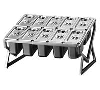 IYUESQ Pizza Topping Station，Spice Tins， 2 Row Retractable Compartments Organizer Holder Countertop Multiple Storage Seasoning Box Silver(A(21.6X14.6X9.6IN))