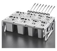 IYUESQ Pizza Topping Station，Spice Tins， Kitchen Stand Spice Organizer Set With Lids Spoons Shelf Buffet Containers Holder For Jam Fruit(D-J(21.7X14.6X6.7IN))