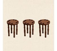 IYUESQ Solid Wood Stackable Stool Set of 3, 3-In-1 Nesting Dinning Stool,Round Side Table with Roman Column Legs,Small Stacking Bar Chair for Living Room, Bedroom, Balcony,red