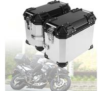 IYUESQ Universal Motorcycle Side Box Case, 38L Motorbike Hard Side Saddlebag Box Trunk Tour for Helmet Luggage, Anti Drop and Anti-Collision Trunk Essential for Travel,A,Silver