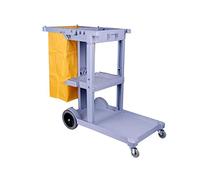IYUESQ Utility Vehicle Storage Trolley on Wheels 3-Tier Storage Car Commercial Traditional Cleaning Janitorial Housekeeping Cart Cleaning Cart Trolley (Grey)