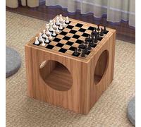IYUESQ Wooden Chess Table Coffee Table with Integrated Chess Board Set for Family Board Games Stylish Furniture for Game Room or Living Room