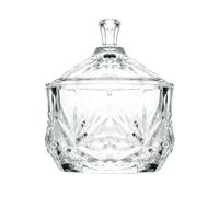 Iyulania Decorative Glass Salt Cellar with Lid, Clear Storage Box for Pepper, Sugar and Spices, Dishwasher Safe, 9 Ounce Capacity