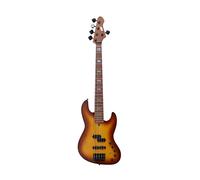IYV, 5-String IYV-IPJB-500A Solid Body with Flame Maple Electric Jazz Bass, Natural, Honey Burst (IPJB-500)