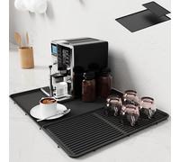 IYYI Silicone Coffee Bar Mat- 2-in-1 Non-Slip Drying Mat & Heat-Resistant Counter Protector for Coffee Makers, Dish Racks, Blenders (Black-50 * 40cm)