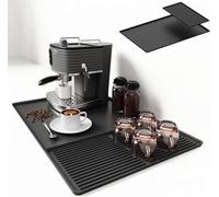 IYYI Silicone Coffee Bar Mat (24"x16") - 2-in-1 Non-Slip Drying Mat & Heat-Resistant Counter Protector for Coffee Makers, Dish Racks, Blenders (Black)