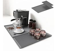 IYYI Silicone Coffee Bar Mat (24"x16") - 2-in-1 Non-Slip Drying Mat & Heat-Resistant Counter Protector for Coffee Makers, Dish Racks, Blenders (Grey)