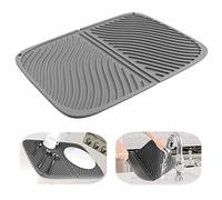 IYYI Silicone Dish Drying Mat Large Draining Mat Eco-Friendly Drainer Mat Heat Resistant Pot Mat Dishwasher Safe Trivet 17''X12'' (Gray)