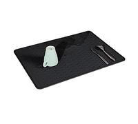 IYYI Silicone Dish Drying Mats,Silicone Quick-Drying Dish Drainer, Non-Slip Draining Board Mat,Heat Resistant Sink Mat for Kitchen Countertop (30 * 20cm-Black)