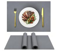 IYYI Silicone Placemats, Dining Placemats Set of 4, Waterproof Placemats for Kids, Non-Slip Silicone Mats for Dinner Table, Heat Resistant & Dishwasher Safe (Dark Gray, 17.6" ×12.5")