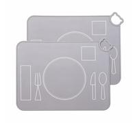 IYYI Silicone Placemats for Kids,Montessori Toddler Dining Mat, Baby Portable Food Mat Travel Set of 2 (Grey)